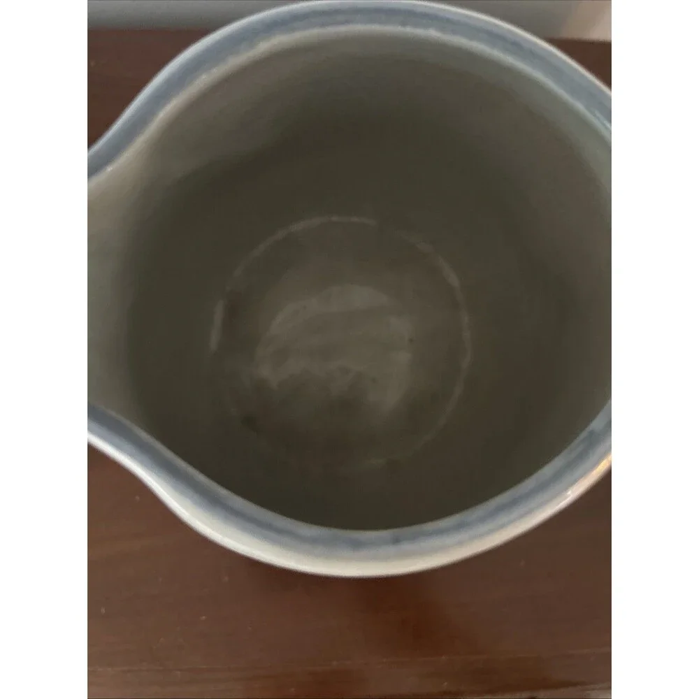 Louisville Stoneware Small Hand Painted Pottery Pitcher Gray / Blue - 3 Geese